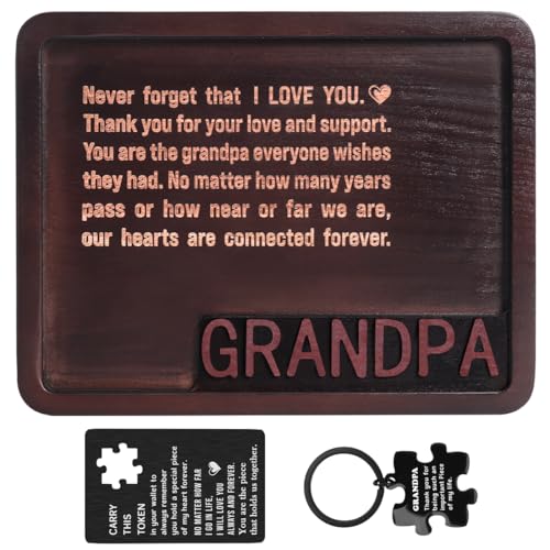 Grandpa Gifts, Christmas Birthday Gift for Grandpa, Unique Gifts for New Grandpas from Grandkids, Good Gift for Grandpas Grandfather Wood Valet Tray Set
