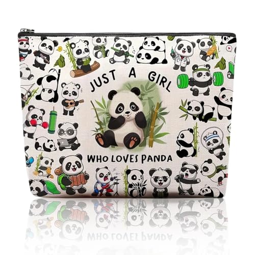 Panda Kosmetiktasche Pandabär Kulturbeutel Einzigartiges Tiermuster Kulturbeutel Damen Tragbar Schminktasche mit Reißverschluss Perfekt Panda Geschenk für Enthusiasten