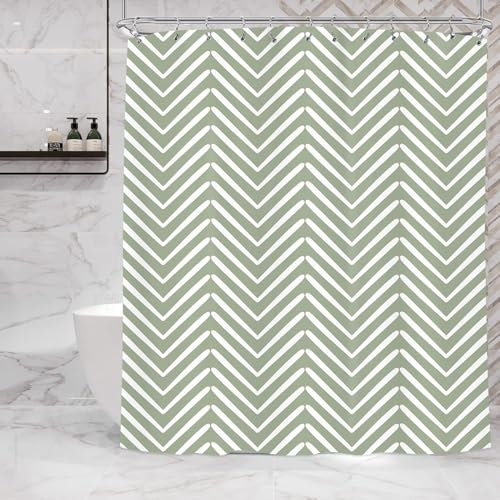 Rideau de douche polyester vert 180x180 lavable avec 12 crochets inclus