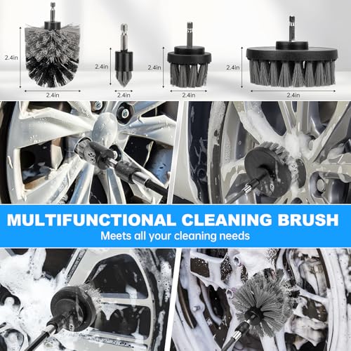 THINKWORK Car Detailing Kit, Car Detailing Brush Set, Car Cleaning Drill Brush Kit with Extension Pole, Professional Auto Detailing Supplies for Automobile Interior Exterior Wheels - Image 4