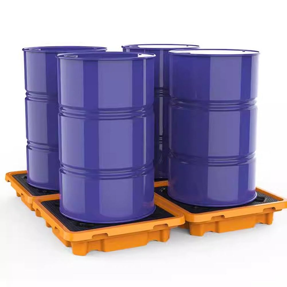 Bandeja antiderrames de Alta Resistencia - Plataforma Industrial para contención de derrames de petróleo, palé de plástico con Rejillas, palé Modular para almacenes y Parques, 135 x 135 x 15