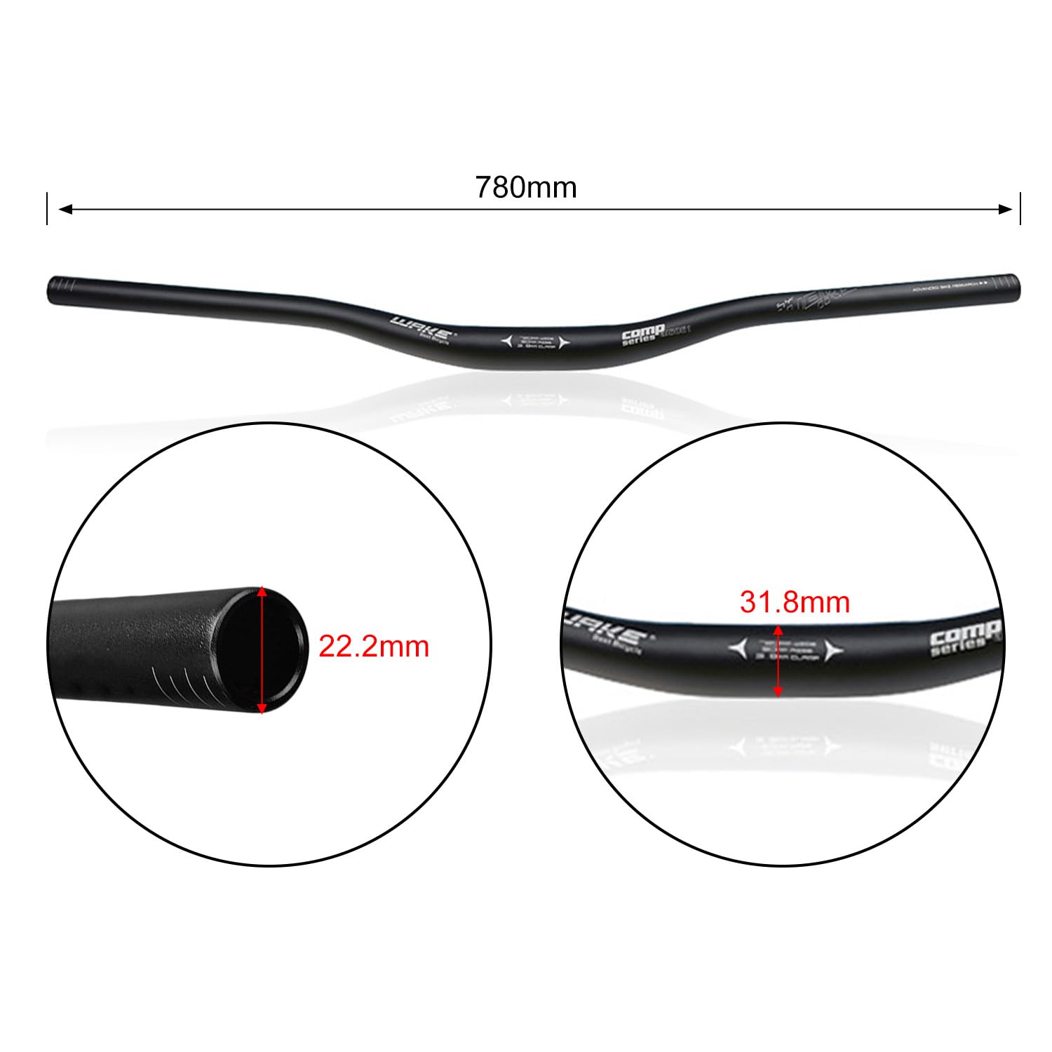 Lixada Guidon de Vélo en Alliage d'Aluminium VTT 31.8 * 780mm/31.8 * 720mm Montagne Poignée Bar Plat Anodisé