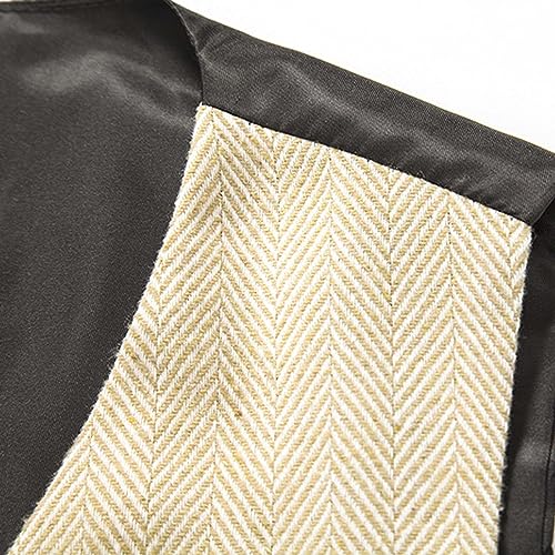 Zeiyignr Mens Business Casual Suit Vest V Neck Double Breasted Dress Vests Tweed Slim Fit Waistcoat for Wedding Formal Party4