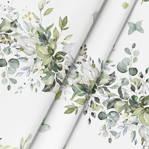 Image of Horaldaily Spring Tablecloth 60 x 120 Inch Rectangular Green Eucalyptus | Seasonal Washable Table Cover for Party Picnic Dinner Decor