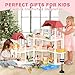 TUZT Big Doll House for Girls 3 4 6-12 Year Old Toddler Toys with 4 Doll Toy Figures, Pool Slide, Elevator, Furniture, Pretend Play Dream Dollhouse Playset with Lights Gifts for Kids Girls Age 3 4 5 6