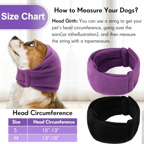 Image of 2 Pcs Dog Calming Ear Muffs with Adjustable Fit - Noise Canceling Ear Protector for Bath /Grooming /Thunder Anxiety Relief, Soft Breathable Hoodie(S)