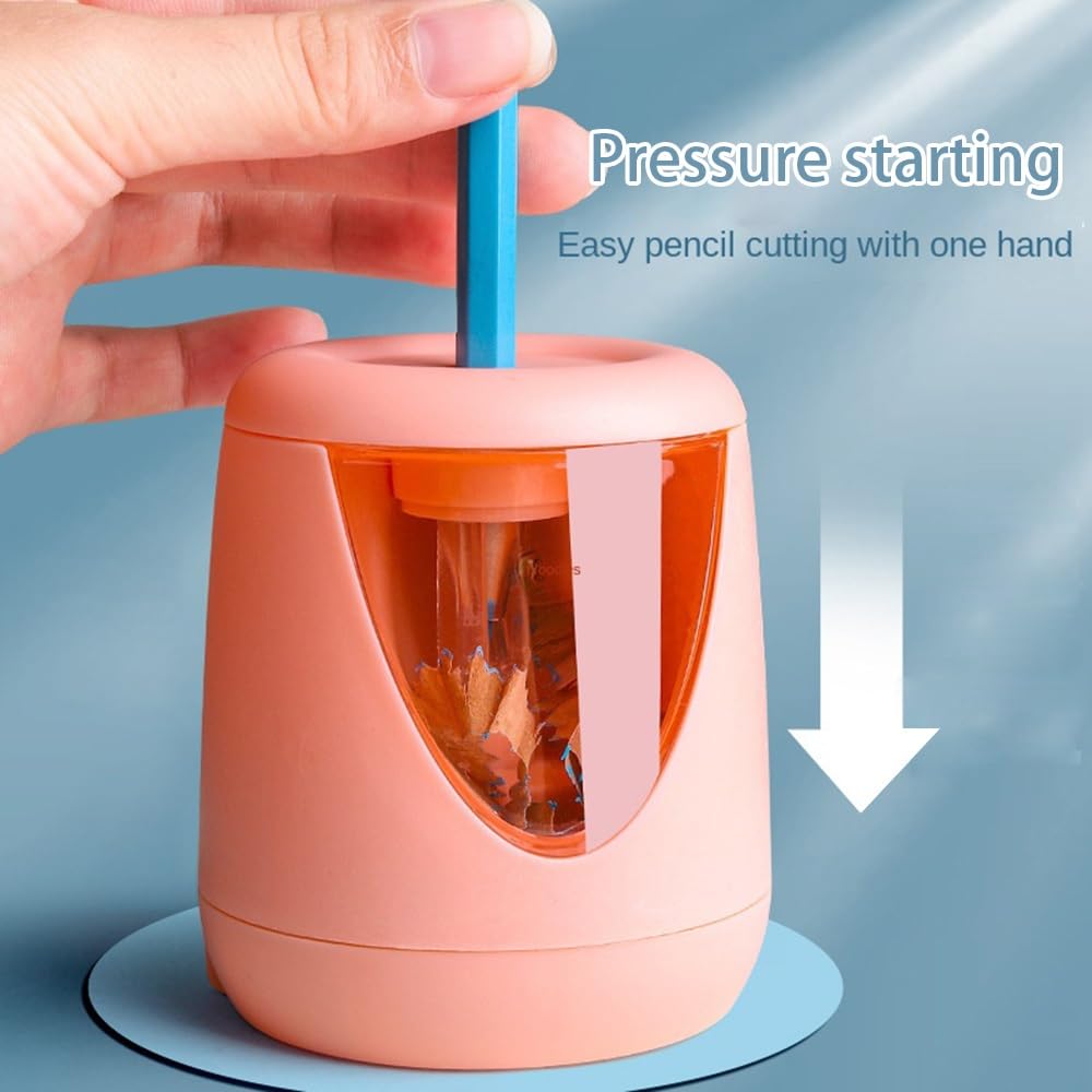 Temperamatite elettrico, temperamatite elettrico automatico, multifunzione, resistente, USB, meccanico, ufficio, scuola, studenti, regalo di cancelleria per bambini (grigio: rosa)