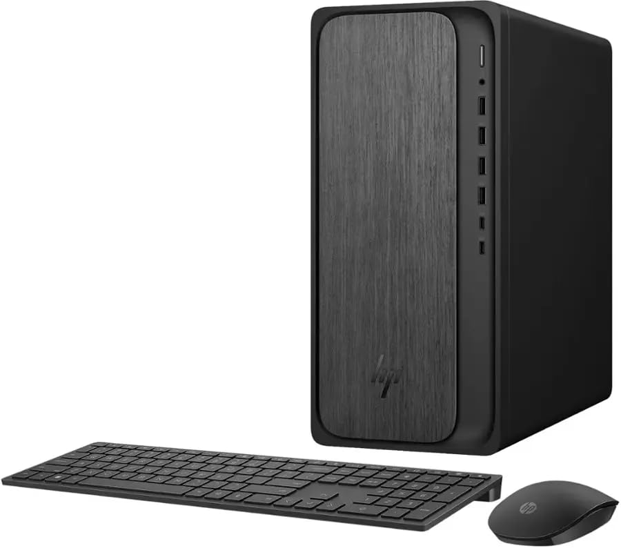 HPOmniDesk Desktop PC, AMD Ryzen 7 8700G, 32 GB RAM, 1 TB SSD, AMD Radeon 740M Graphics, Keyboard & Mouse, Windows 11 Pro, Microsoft Copilot, (2025)