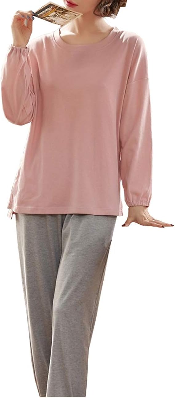 Amazon パジャマ 綿 上下セット ルームウエア レディース 長袖 春秋 部屋着 寝巻き おしゃれ 心地よい ナイトウェア オールシーズン 丸首 ウィストゴム パジャマ ルームウェアセット 通販