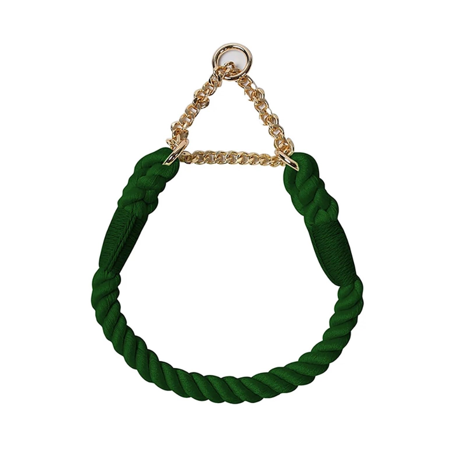 Dog Collar Comfortable Cotton Dog Collars Adjustable Braided Cotton Multi-Color Rope Collar With Durable Metal Dog Chain(Green,L) — image 1