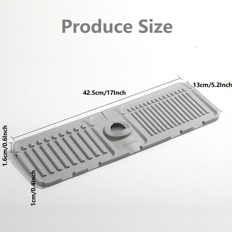 Faucet Mat for Kitchen Sink,2024 Upgrade to Enhanced Silicone Splash Guard with Rapid Drying and Dish Soap Sponge Holder for drying mat Sink in Kitchen,Bathroom,RV&Camper(Beige, Extra Large)