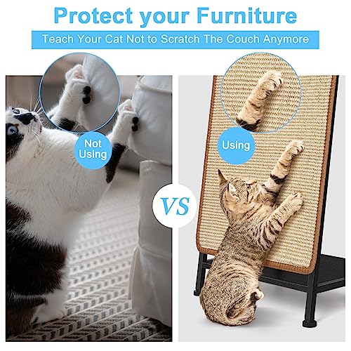 Cat Furniture Black End Table with Cats Scratcher Small Sofa Side Table with Sisal Scratching Board for Indoor Cats Kittens, Living Room Multi-Function Coffee Table Furniture Protector