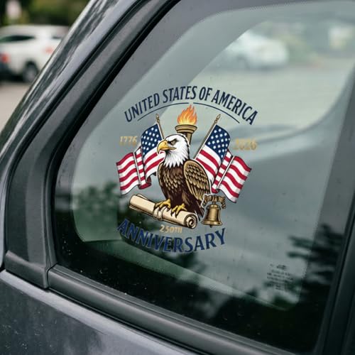 Image of 2-Piece God Bless America Patriotic Car Decal | Car window decal for cars and trucks; 1776-2026 commemorative design