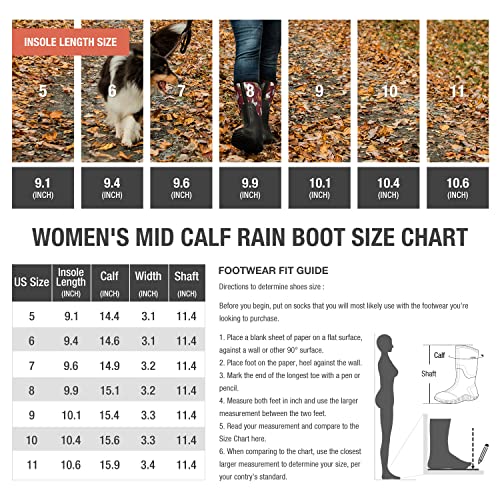 Hisea Women's Rain Boots Waterproof Insulated Rubber Boots Mid Calf Garden Boot Outdoor #TOP1