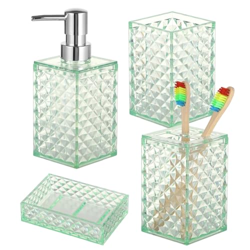 Accessoires salle de bain vert sauge ensemble acrylique vasque - 2