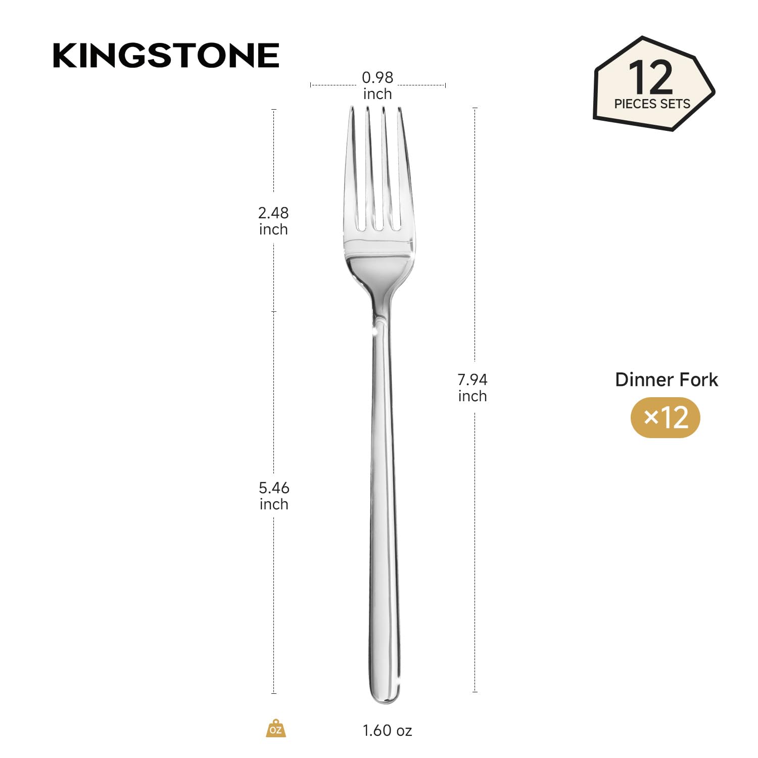 KINGSTONE Dinner Forks Set of 12, 8-Inch 18/10 Stainless Steel Forks Cutlery Table Forks for Home, Kitchen & Restaurant, Dishwasher Safe (Dinner Forks Set, 12-Piece) — Amazon image 9