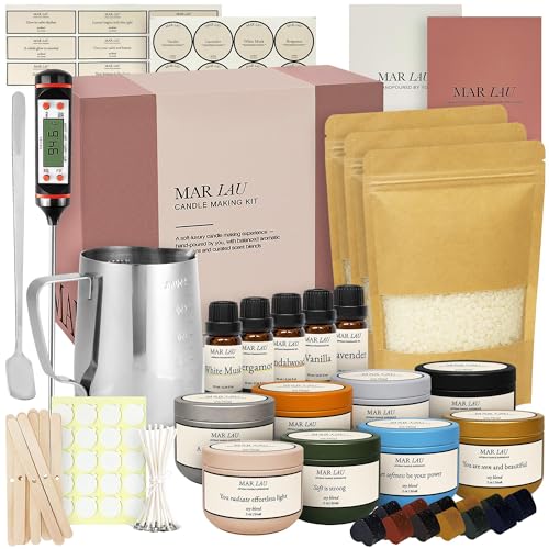 Mar Lau Soy Candle Making Kit for Adults โ Complete DIY Candle Making Kit with 5 Fragrance Oils, Wax Melting Pot, Metal Tins, Beginner Candle Supplies