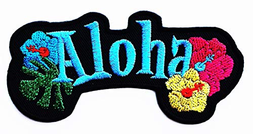 Blue Aloha Hawaiian Sunset Hawaii Sea Ocean Beach Tropical Kids Cartoon Iron on Patch Embroidered Patch Supplies for Jacket Bags Jeans Backpack Clothes DIY