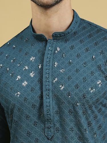 Image of Rajubhai Hargovindas Men Chikankari and Sequin Work Kurta
