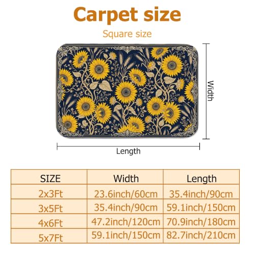 Alfombra de girasol antideslizante con estampado floral lavable para el ba&ntilde;o 3