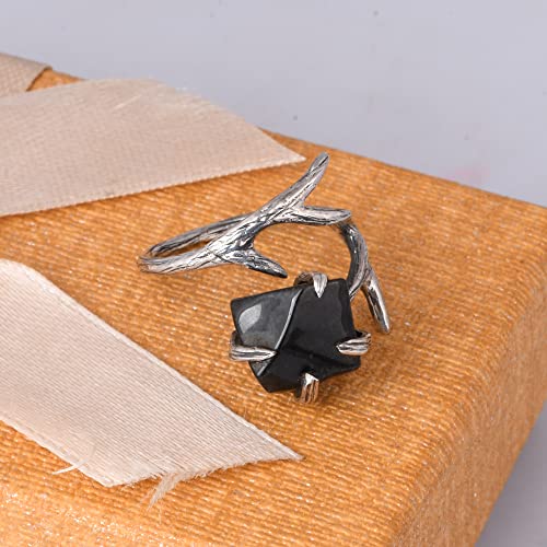 Solid 925 Sterling Silver Rough Natural Gemstone Unshape Unique Rings for Women | Gift For Wedding Anniversary Birthday Christmas2