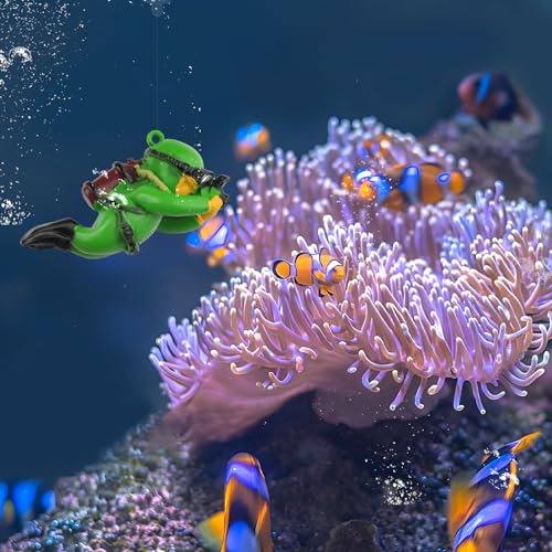 Image of onesimcr Floating Fish Tank Decorations, Aquarium Decorations, Lovely Diver Fish Tank Decorations, Floating Device Fish Tank Accessories,Suitable for All Kinds of Fish Tanks(Dark Green)