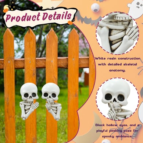 Set de 2 estatuas de esqueleto divertidas para Halloween miniatura 4