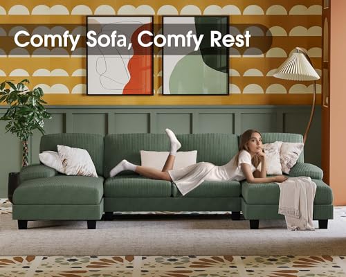 image for Furmax Sectional Couches for Living Room, U-Shaped Sofa Couch with Lin