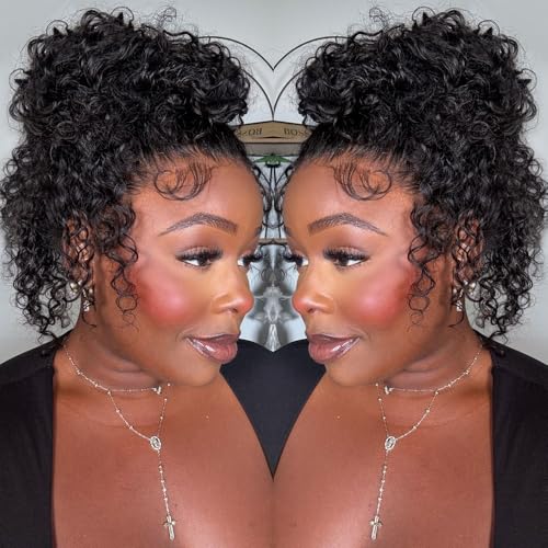 allboom Hidden Strap 360 Lace Front Wigs Human Hair Snug Fit Water Wave Glueless Pre Plucked Pre Cut Bleached Knots 180 Density Skinlike HD Full Lace Frontal Wigs with Drawstring