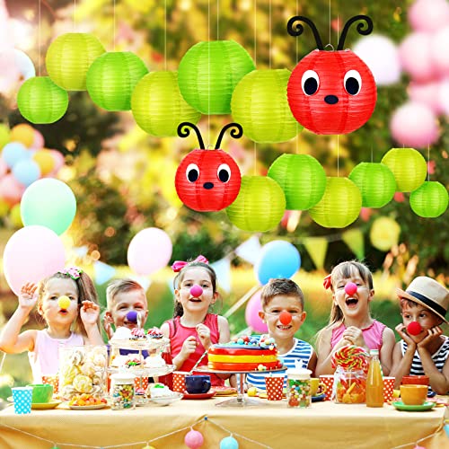 Image of Hortsun 14 Pcs Caterpillar Theme Birthday Decorations Caterpillar Paper Lanterns Sets for School Classroom Birthday Party Favors, with Eyes Mouth Feelers Glue Point (Red Green Color)