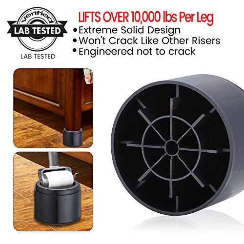 image for iPrimio Bed Risers 3 Inch Lift, Round, Heavy Duty, 4 Pack, Up to 10000