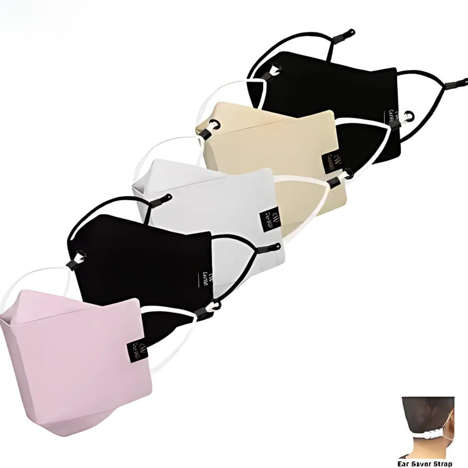 Cenwell ® Pure Cotton Washable Reusable & Breathable Fabric 3D Cloth Face Mask with Adjustable Ear Loop & Free Ear Saver Strap and Without Valve for Men & Women