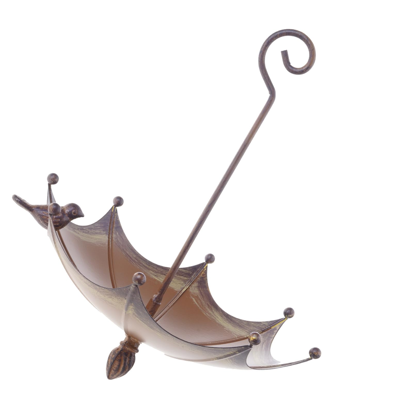 NEWFT Multifunctional Bird Feeder Bath Tray with Umbrella Shape for Outdoor Spaces Lawns Terrace Feeder Iron Bright Umbrella