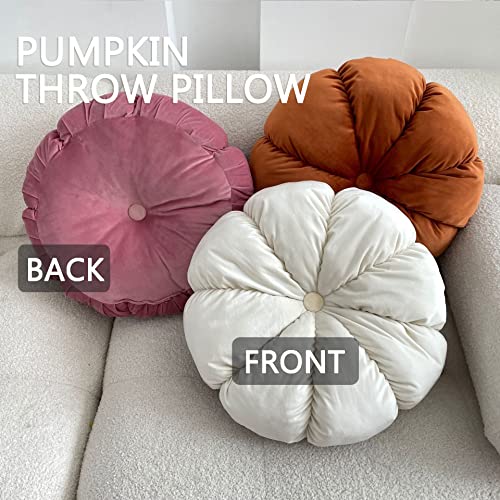 Kedelak Pink Throw Pillows For Couch Round Throw Pillows Decorative Throw Pillows 18X18In Velvet Pleated Couch Floor Cushion Pillow Pumpkin Circle Pillows Home Decor Seat Throw Pillows #TOP2