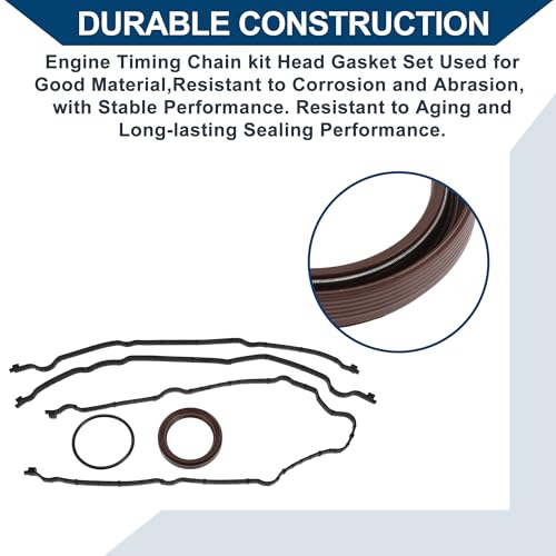 Image of Engine Timing Cover Gasket Set TCS46159 for Ford for Mustang 2011-2019 Chain Case Cover Gasket Long-lasting Sealing Rubber,Metal 1 Set Black