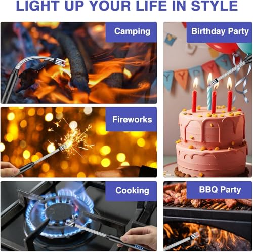 Image of BIRDLINE Rechargeable Electric Lighter | C-Type USB | Multi-Purpose, 360 Flexible Neck & Windproof Arc Lighter for Kitchen, BBQ, Gas Stove, Candle, Fireplace, & Pooja | Multi-Color.