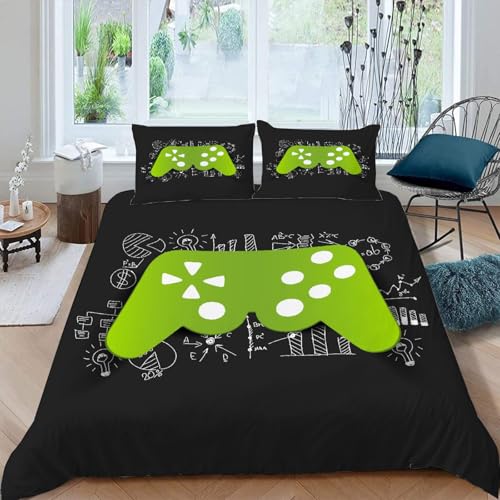 MOXINO 3D Gamer Bettwäsche 135x200 cm 2teilig Gamepad Bettwäsche für Kinder Leicht Mikrofaser Bettbezug Sommer Weiche Bettbezüge mit Kissenbezüge 50x75（Muster 47-6）