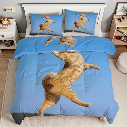 Housse de couette chat à poil dur en microfibre douce avec zip