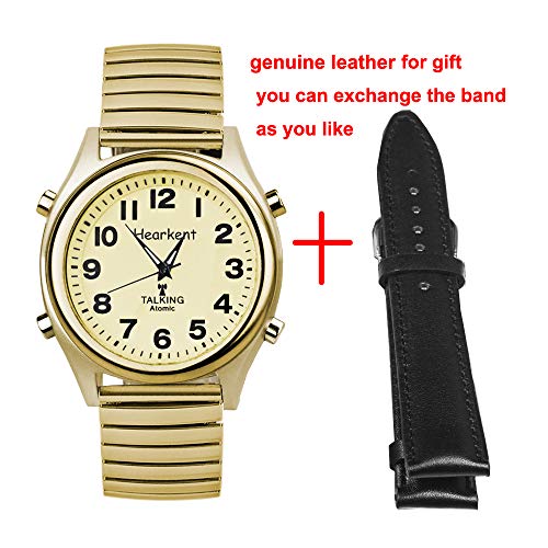 Hearkent Atomic Talking Watch For Visually Impaired Quartz Wrist Watch With Stainless Steel Expanding Great Gift For Elderly Or Blind People (Gold Strech Band) #TOP7
