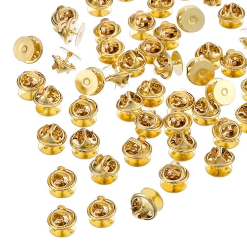 Image of DIY Crafts Butterfly Clutch with 10MM Blank Pins, Gold Tie Tacks Blank Pins with Clutch Back for Craft Making, Badge Insignia, Citation Bars, Service Bars, Toy Pins and Jewelry Making Set:- (25)
