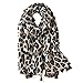 NVENF Womens Laopard Animal Print Fringed Shoulder Wrap Scarf for Winter (Beige Leopard)