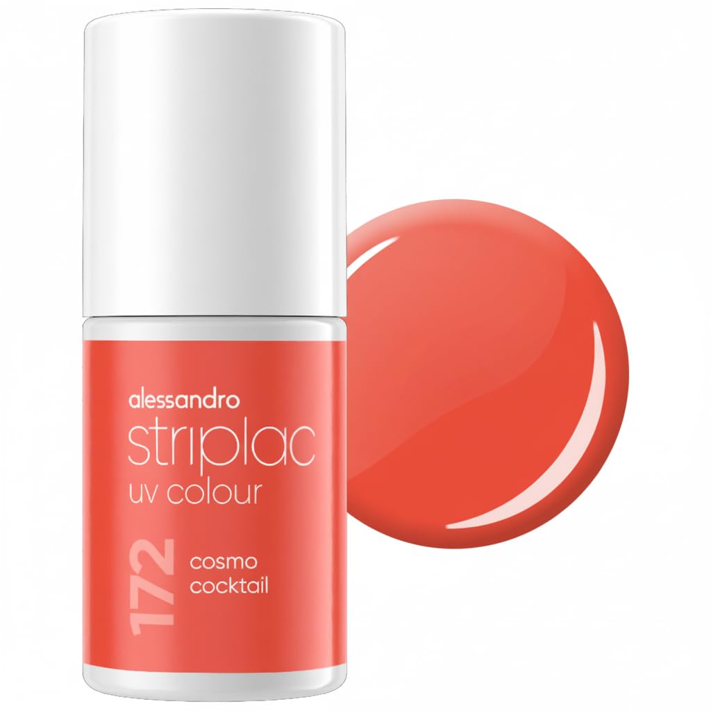 alessandro Striplac UV-Nagellack Cosmo Cocktail - Deckend & Kratzfest bis zu 15 Tage - Leichtes Auftragen - Schonende Abziehtechnologie - Vegan - Rot, 6,5ml