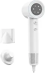 GOKOCO Secador De Cabelo Profissional 220v, 120000 RPM High Speed Hair Dryer 1600W com Display Digital LED e Bocal de ar Magnético, Branco