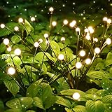 4 Piezas Luces Solares de Luciérnaga con 10 Bolas IP65 Impermeables Romántico, Led Exterior para Jardín, Patio, Decoración Nocturna, Blanco Cálido