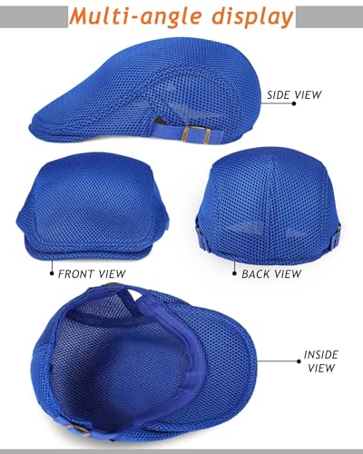 Image of Chuarry 8 Pack Newsboy Cap for Men Mesh Flat Cap Gatsby Golf Cabbie Hunting Driving Summer Hat for Men