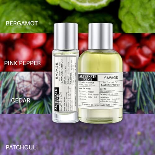 Image of Alternate Scents Savage Long Lasting 40ml Perfume For Man |Strong& long Lasting with 30% Oil Concentration| Spicy Fresh Woody| Fragrance From France | Made In India|