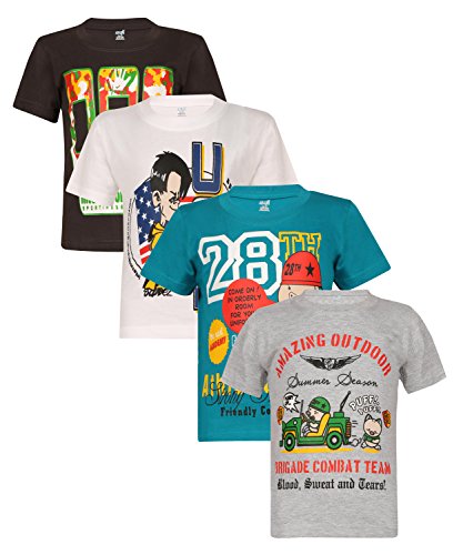 Image of dongli Printed Half Sleeve Boys Tshirt (Pack of 4)