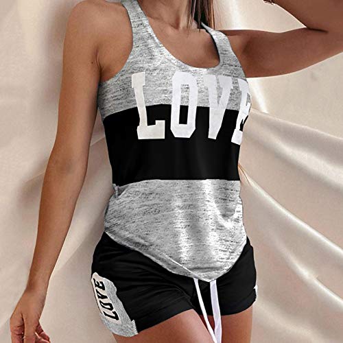 Chaleco de dos piezas para mujer conjunto sin mangas con estampado sofisticado 3
