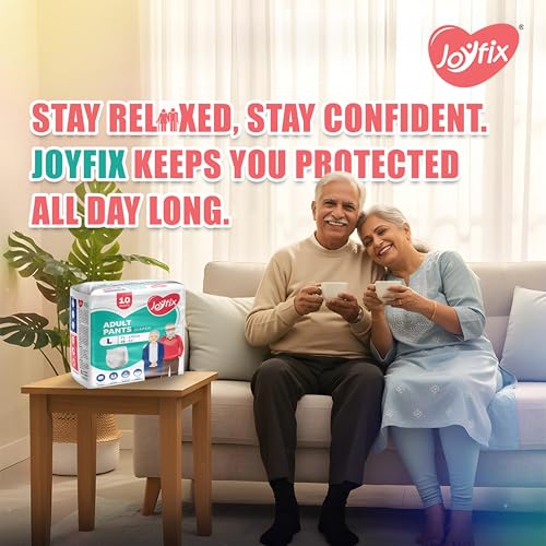 Image of JOYFIX Adult Diapers | Pant Style | Waist Size 71-130 cm (28 inch-51 inch) | Large | Pack of 3 | Odour lock | Anti-Bacterial Absorbent - L (30 Pieces)