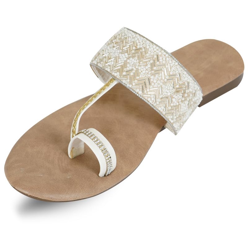 Image of DFR Flip Flops for Women Daily Use Comfortable Ethnic Embroidered Girls Slippers flipflops chappals